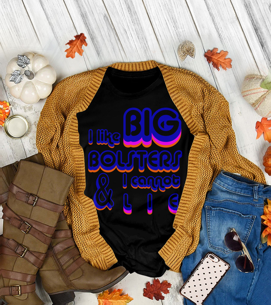 I Like Big Bolsters And I Cannot Lie Bold Retro Typography T-Shirt