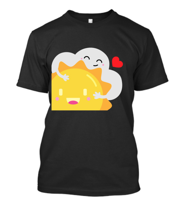Partly Cloudy And Partly Sunny Love With Cute Cloud And Sun Hugging With Heart T-Shirt