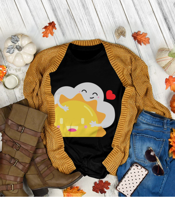 Partly Cloudy And Partly Sunny Love With Cute Cloud And Sun Hugging With Heart T-Shirt