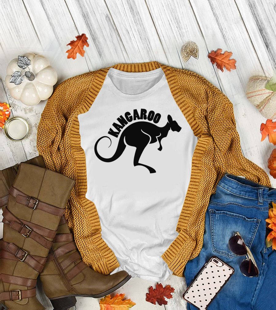 Kangaroo Silhouette Bold Lettering Dark T-Shirt