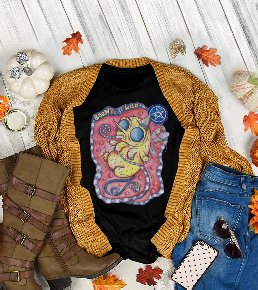 Born To Be Wild Weirdo Creature with Star Symbol and Funky Colors T-Shirt