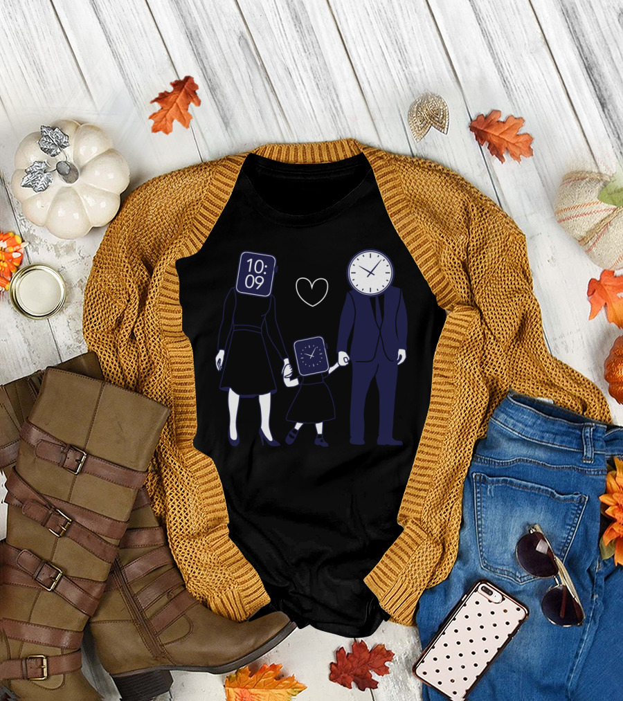 Family Time Clock Faces Heart Concept with 10:09 T-Shirt
