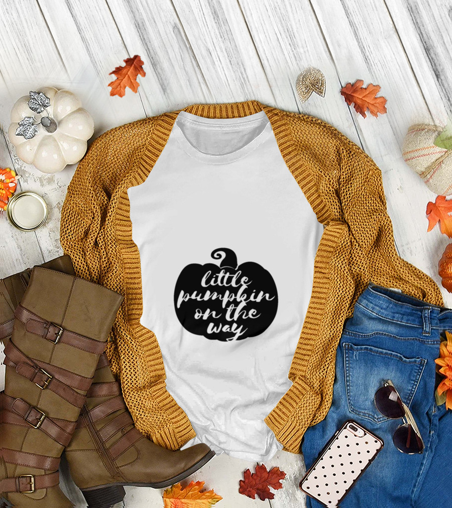 Halloween Pregnancy Announcement Little Pumpkin On The Way T-Shirt