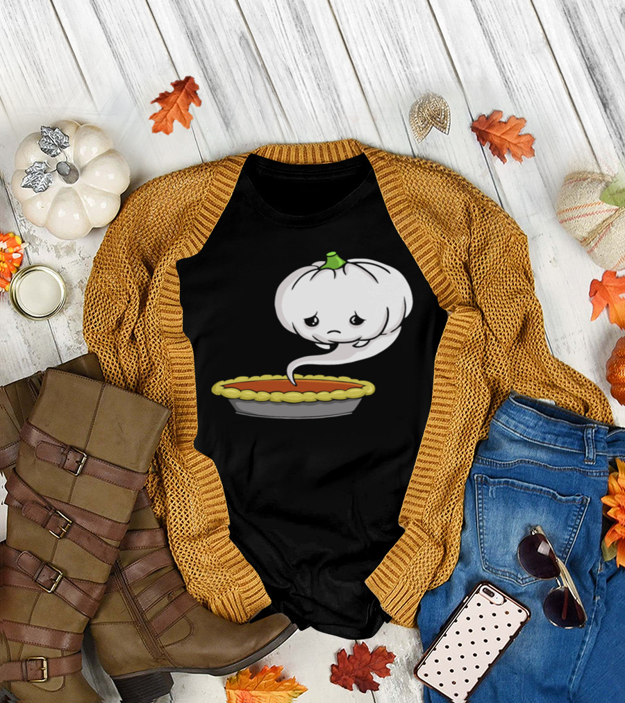 The Sad Pumpkin Ghost Hovering Over Pie T-Shirt