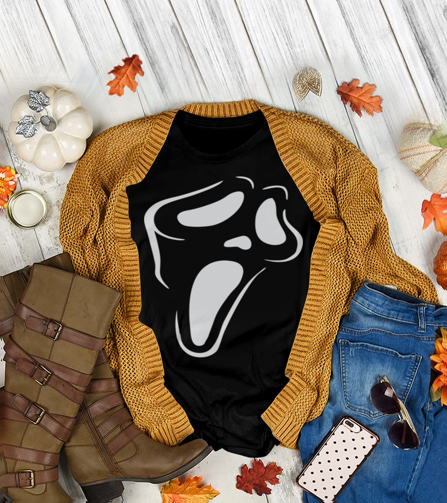 Scream Ghost Face Pumpkin Stencil Horror T-Shirt