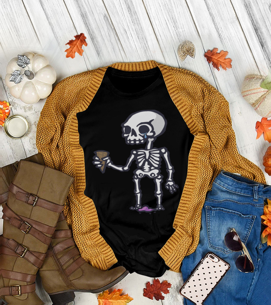 Skeleton Crying Over Dropped Ice Cream Cone T-Shirt