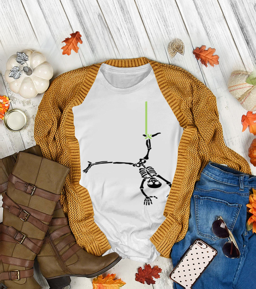 Hanging Skeleton on Neon Rope T-Shirt