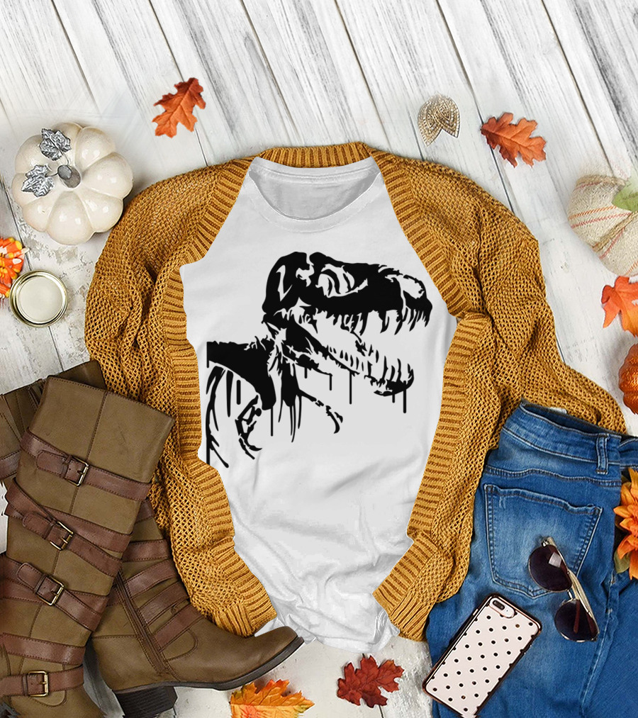Dinosaur Skeleton T-Rex Dripping Effect T-Shirt