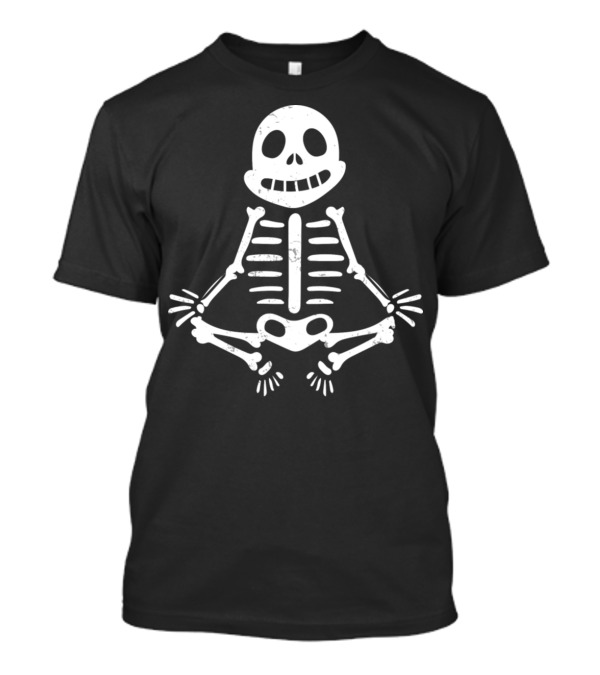 Funny Skeleton Bones Skull Sitting In Meditation Pose T-Shirt