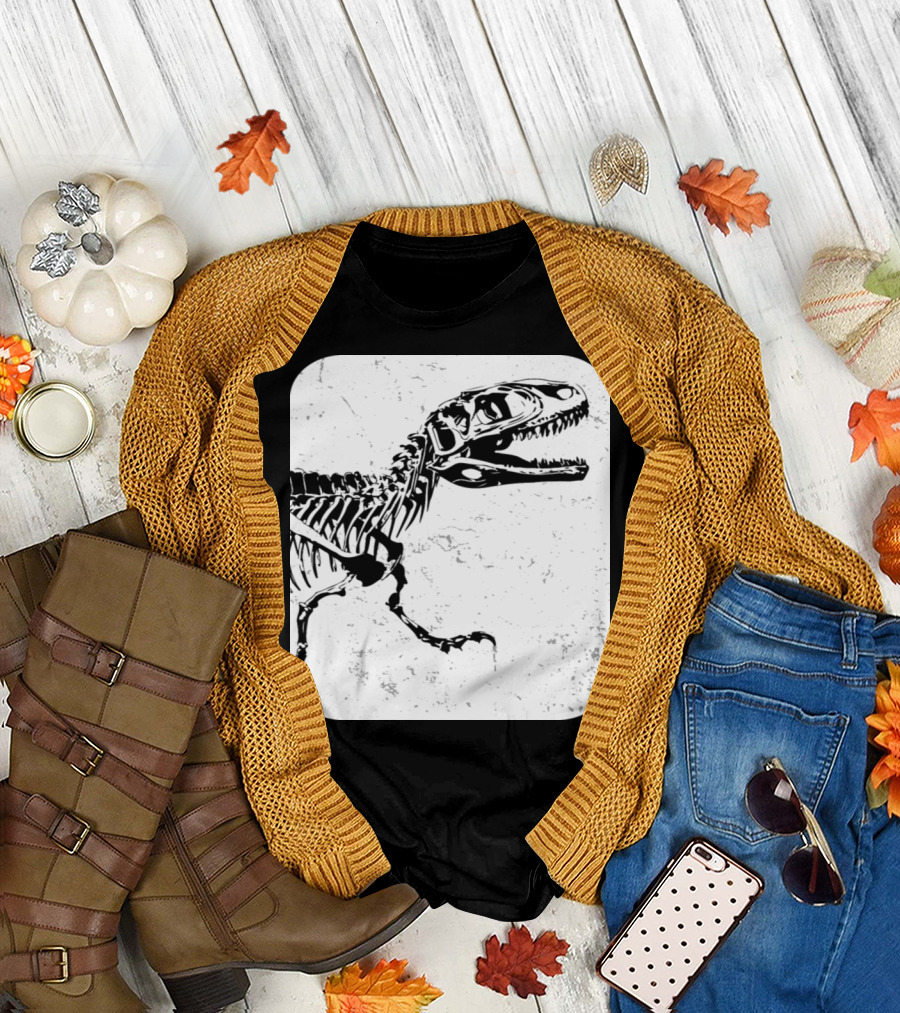 Funny Skeleton Dinosaur Rex Skull Bones T-Shirt