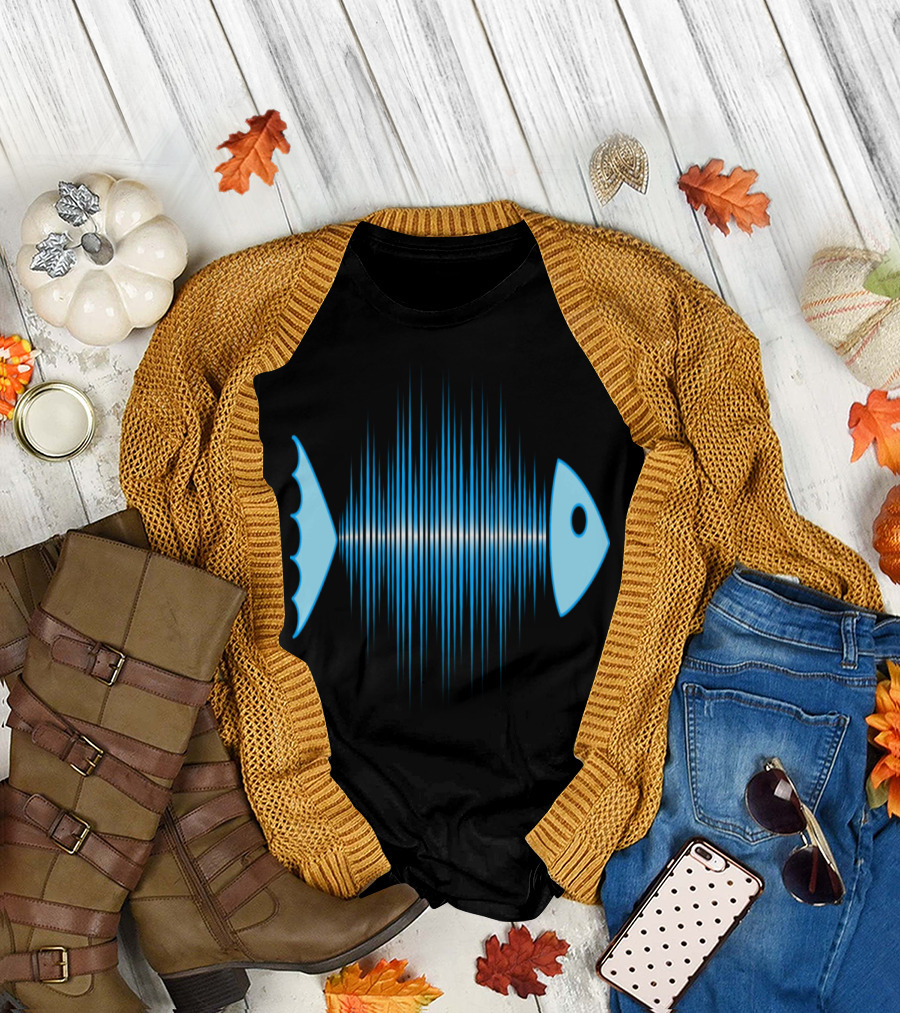 Fish Skeleton Soundwave Blue DD T-Shirt