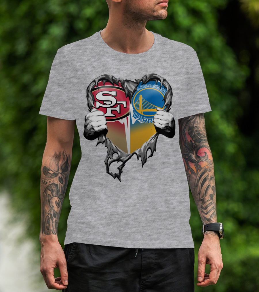 Sf 49ers Golden State Warriors Heart Logo Mashup T-Shirt