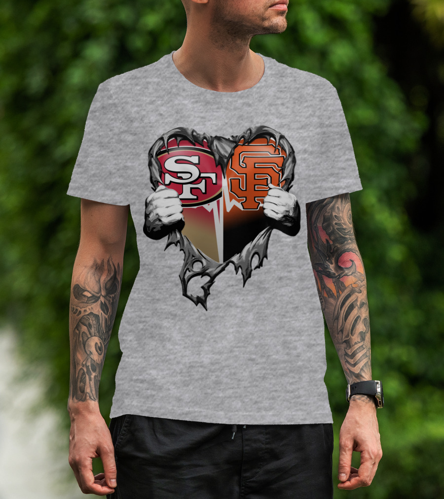 Sf Giants Sf 49ers Split Heart T-Shirt