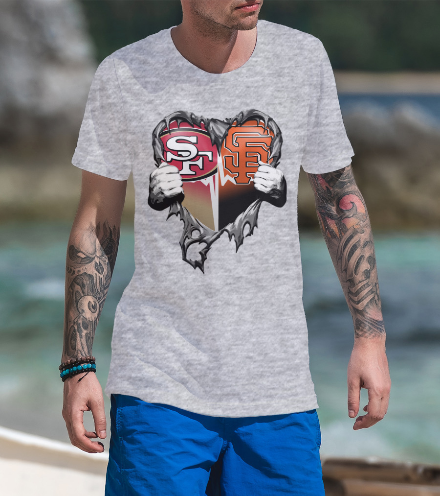 Sf Giants Sf 49ers Split Heart T-Shirt