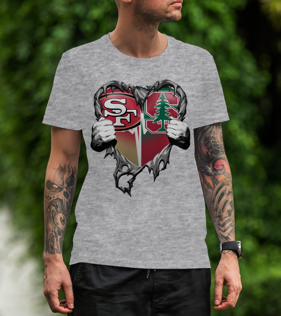San Francisco 49ers And Stanford Cardinal Heart T-Shirt
