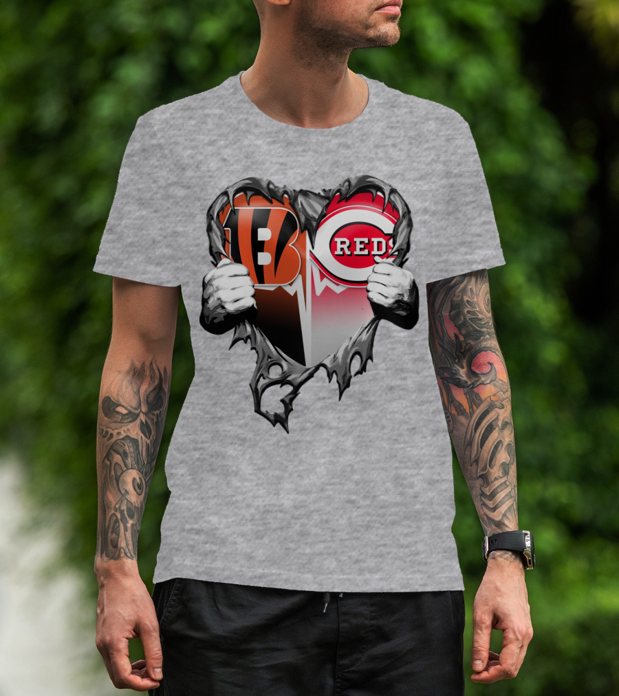 Cincinnati Bengals And Reds Heart T-Shirt