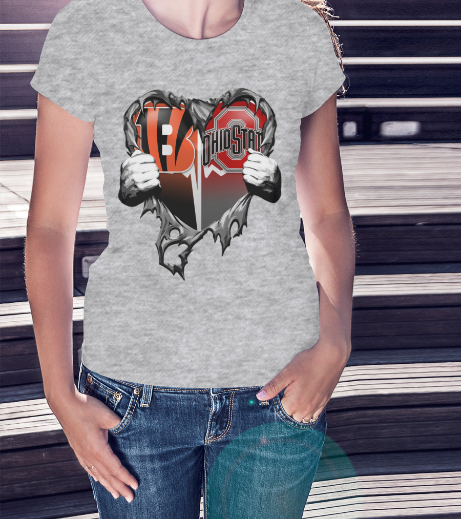 Bengals Ohio State Heart Rip Through T-Shirt