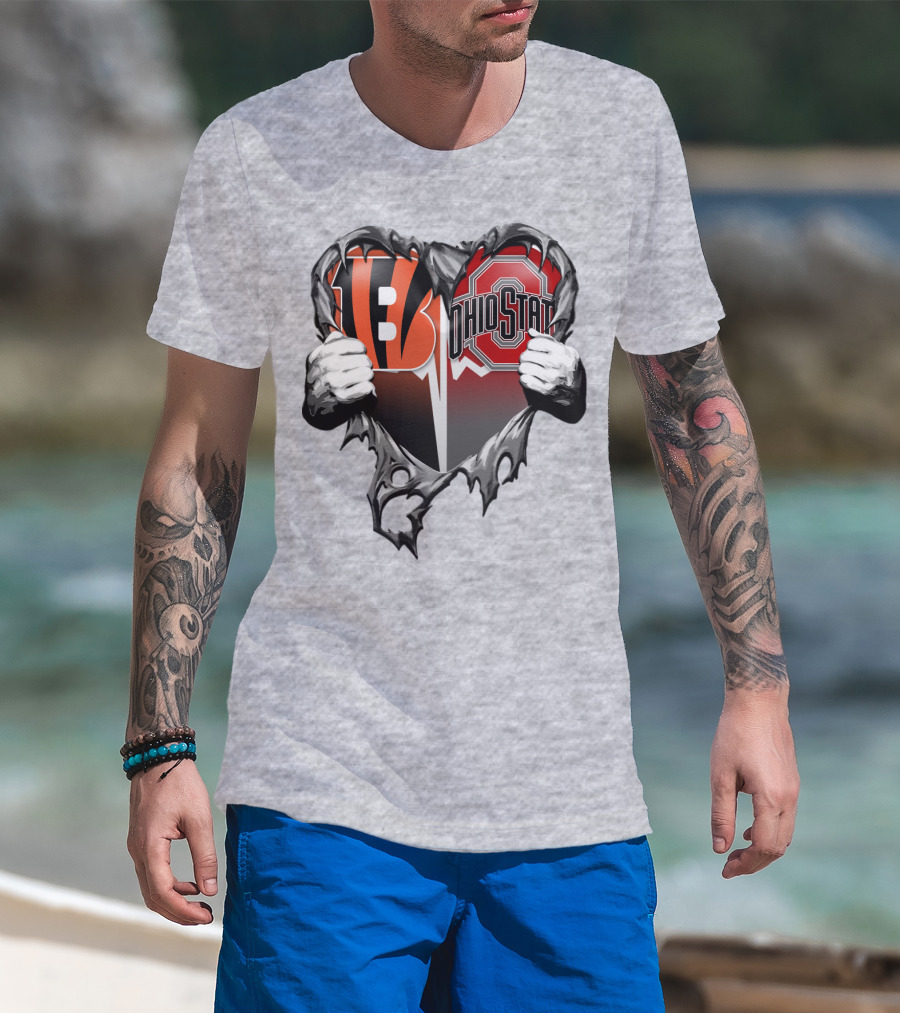 Bengals Ohio State Heart Rip Through T-Shirt
