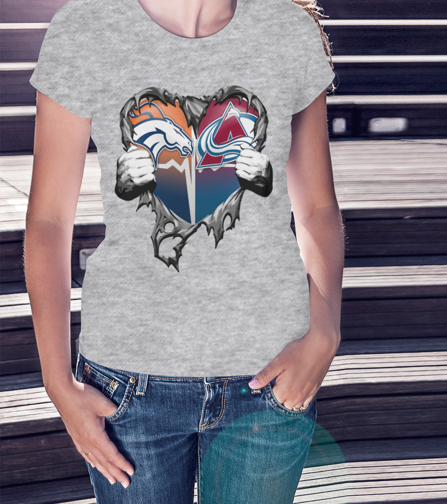 Broncos Avalanche Rip Heart T-Shirt
