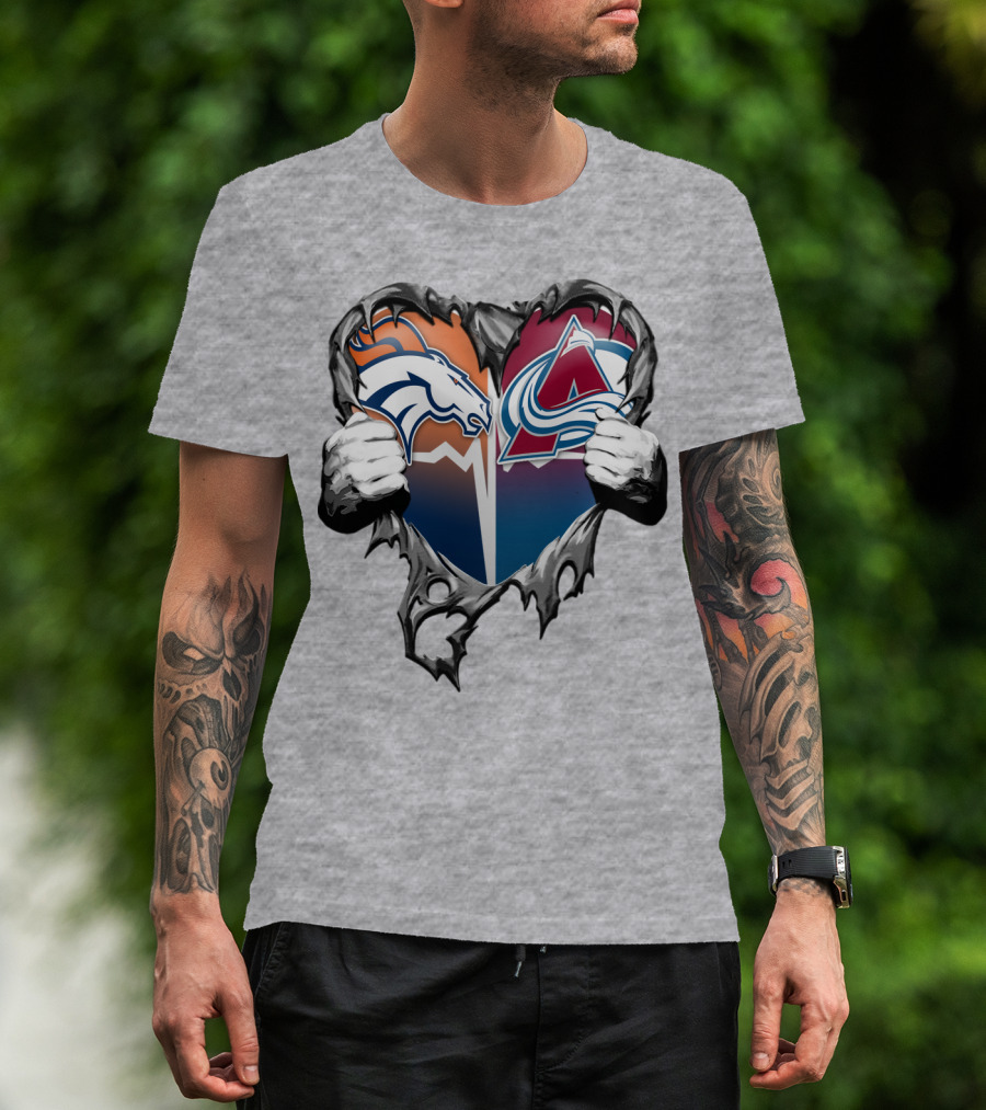 Broncos Avalanche Rip Heart T-Shirt