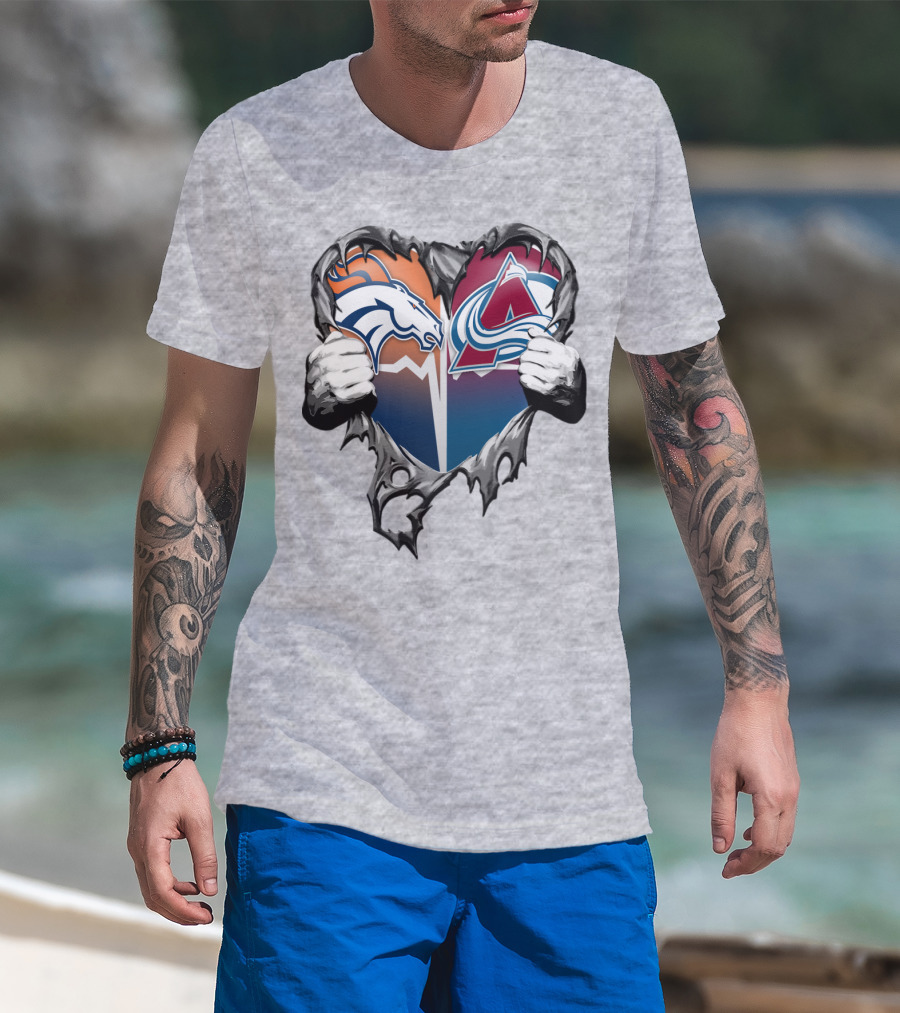 Broncos Avalanche Rip Heart T-Shirt