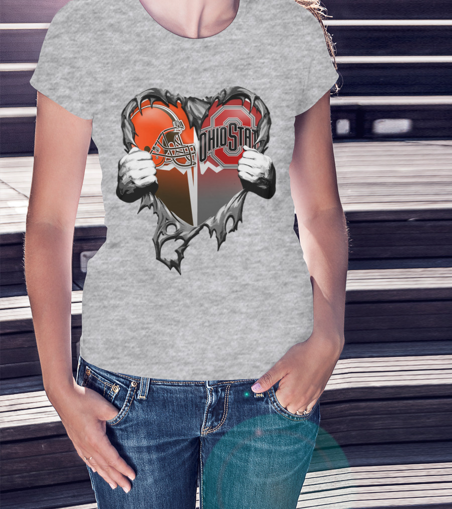Cleveland Browns Ohio State Buckeyes Heart T-Shirt