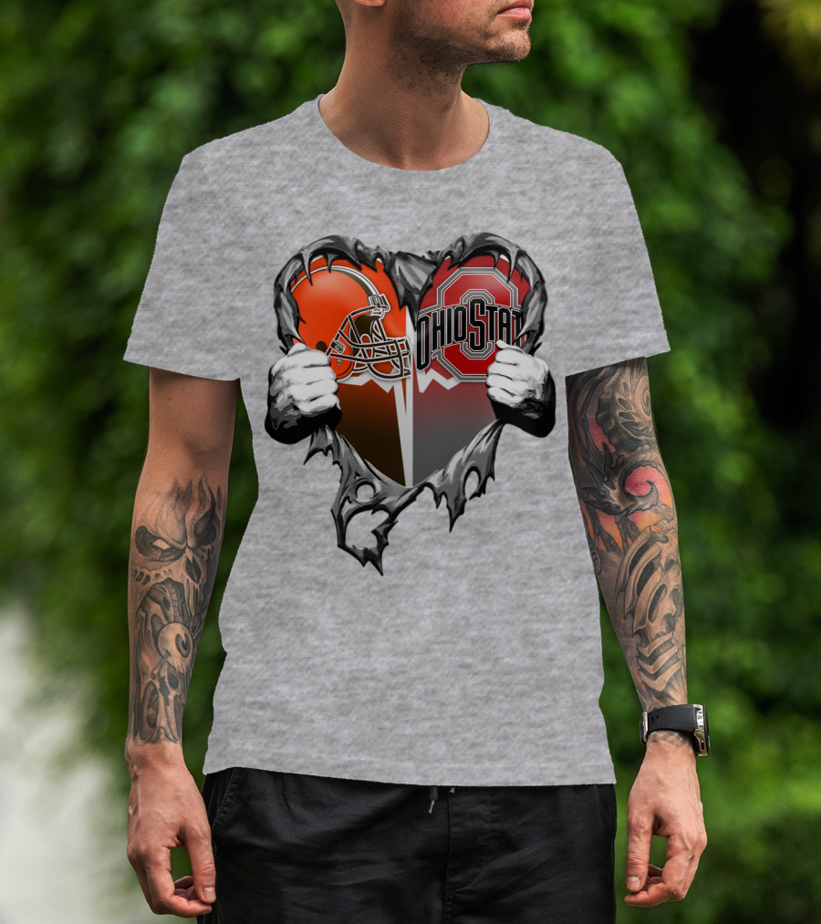 Cleveland Browns Ohio State Buckeyes Heart T-Shirt