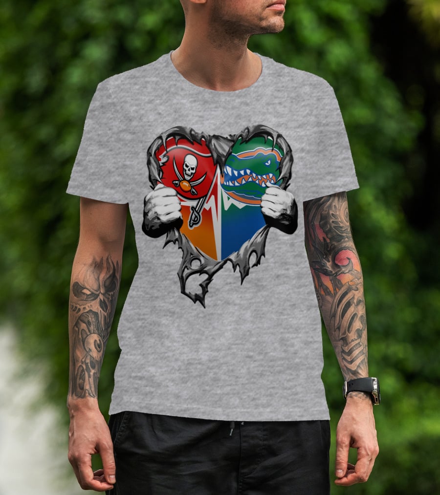 Tampa Bay Buccaneers Florida Gators Torn Heart T-Shirt