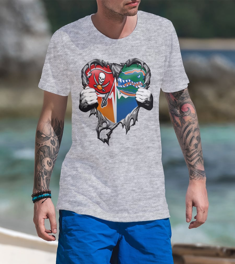 Tampa Bay Buccaneers Florida Gators Torn Heart T-Shirt