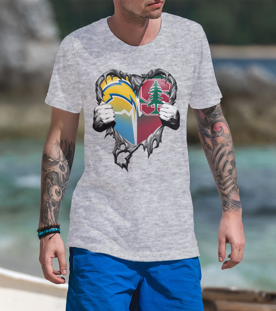 Los Angeles Chargers Stanford Tree Heart T-Shirt