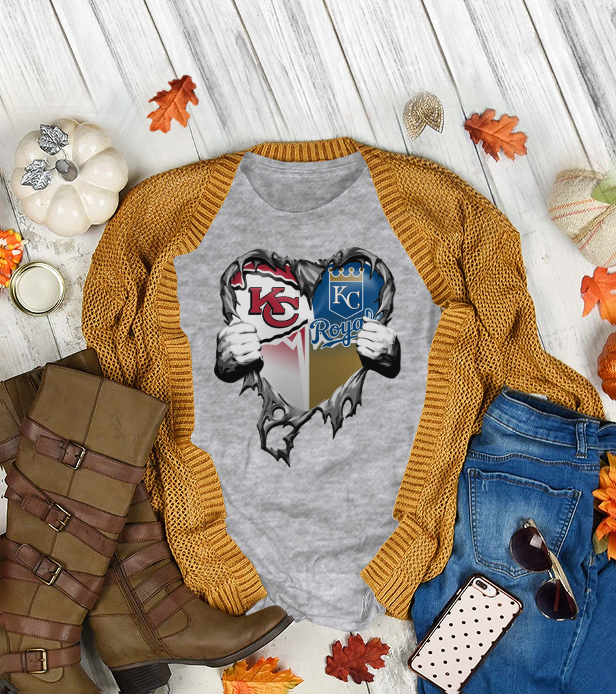 Kc Chiefs And Kc Royals Heart T-Shirt