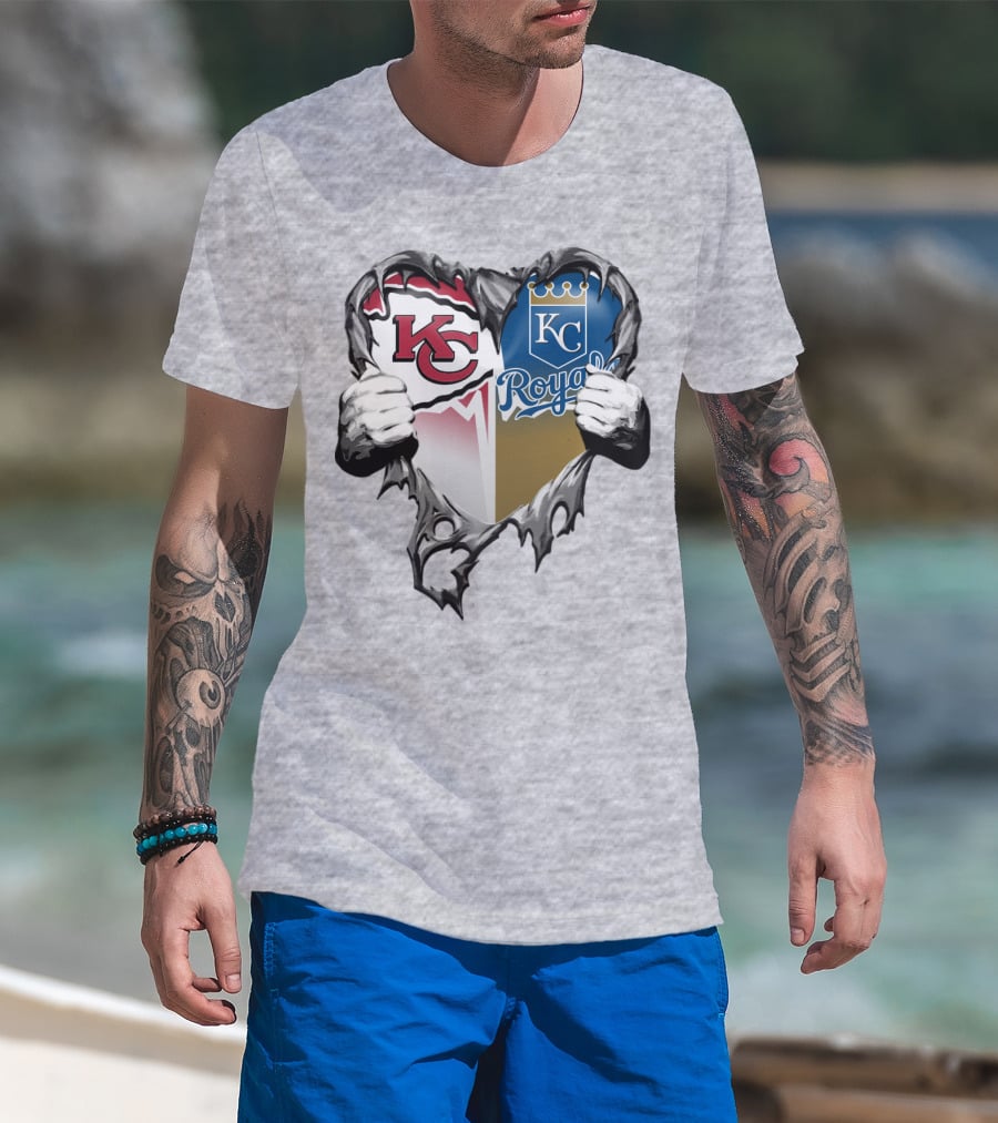 Kc Chiefs And Kc Royals Heart T-Shirt