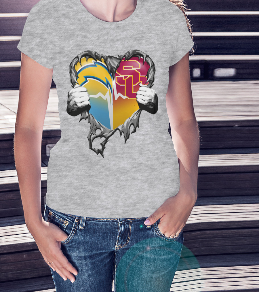 Chargers Usc Heart Logo Split T-Shirt
