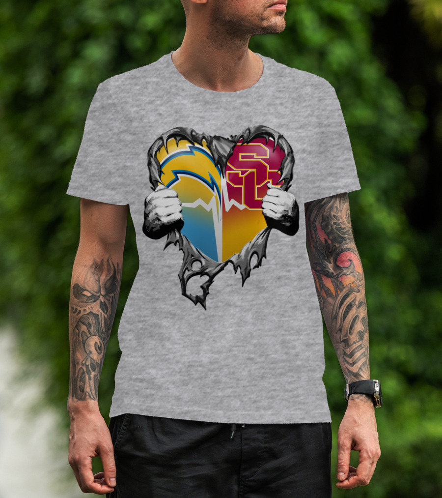 Chargers Usc Heart Logo Split T-Shirt