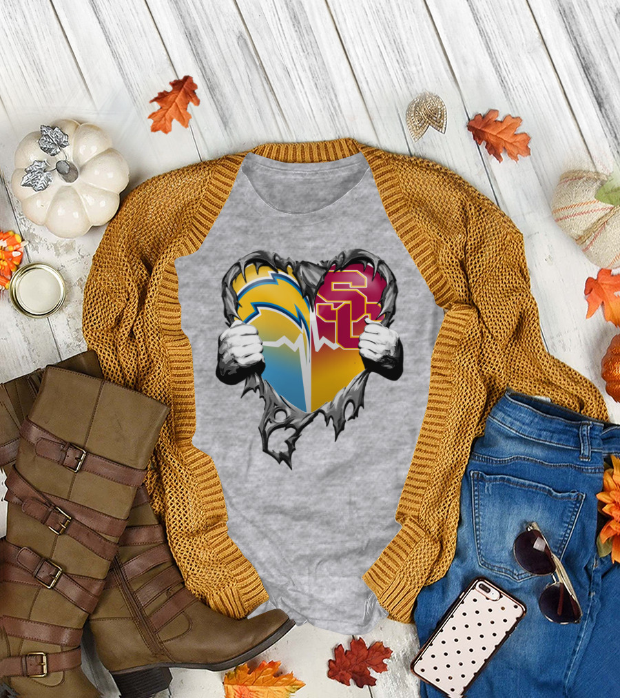 Chargers Usc Heart Logo Split T-Shirt