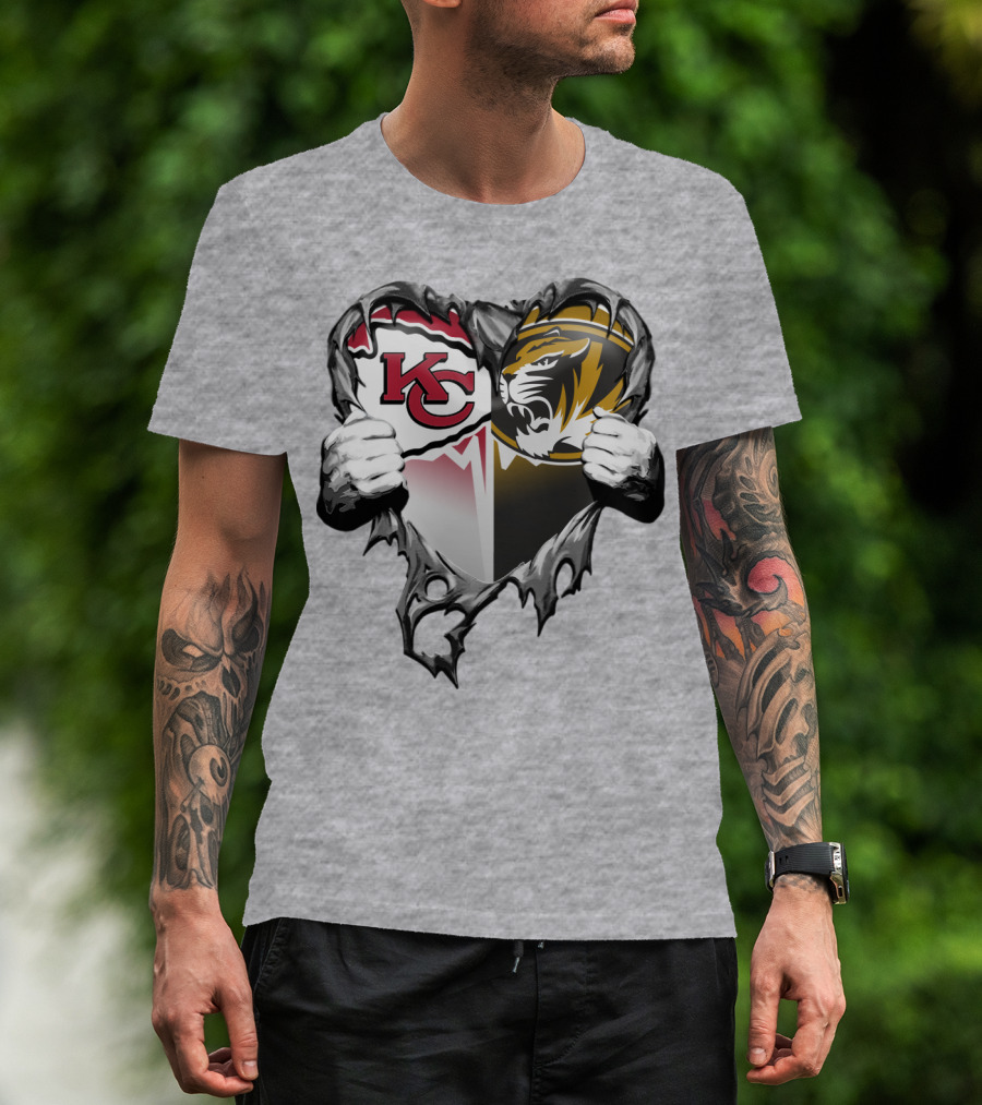 Kc Chiefs And Missouri Tigers Heart T-Shirt