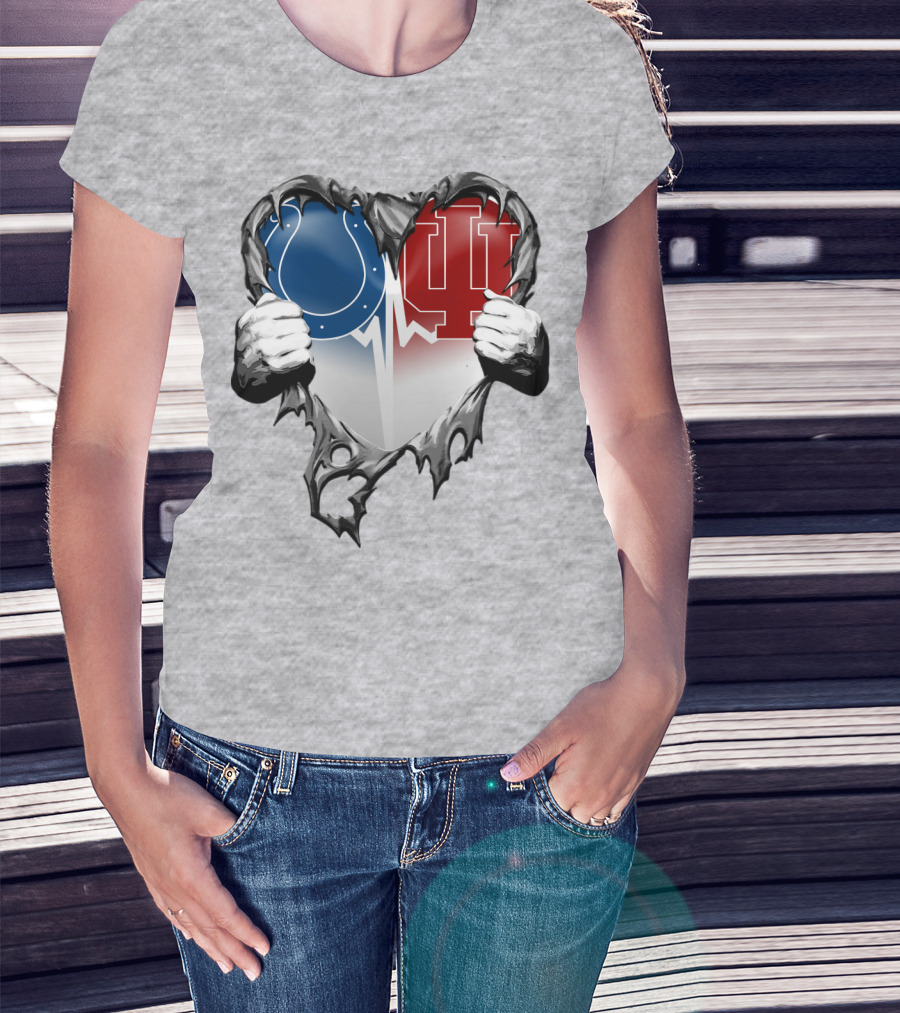 Colts Indiana Hoosiers Heart Torn Open T-Shirt