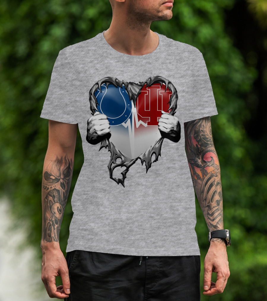 Colts Indiana Hoosiers Heart Torn Open T-Shirt