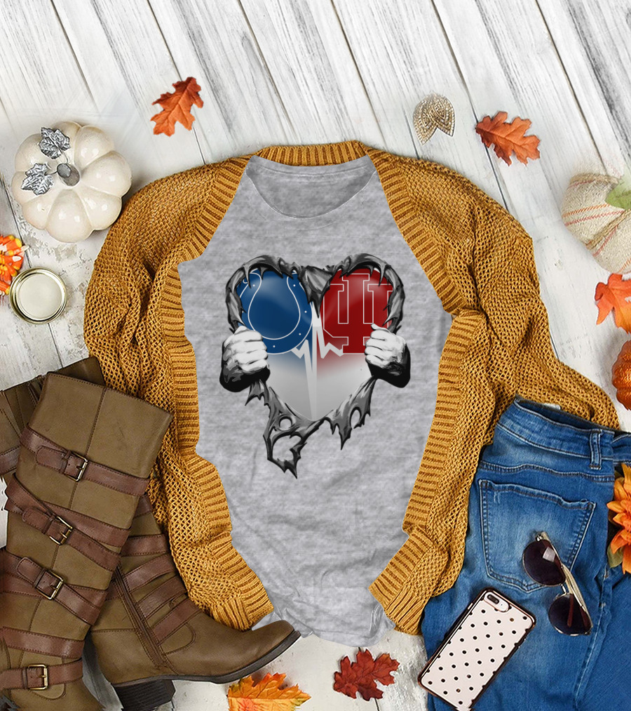 Colts Indiana Hoosiers Heart Torn Open T-Shirt