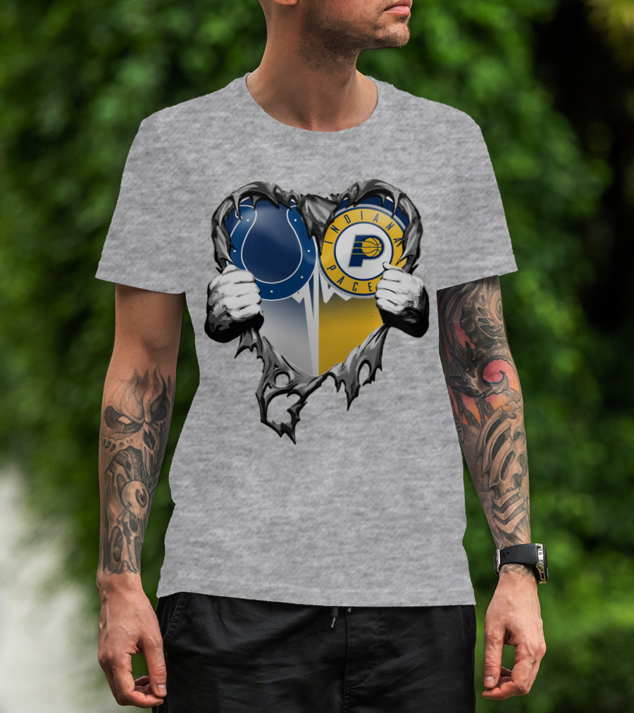 Indianapolis Colts Indiana Pacers Heart Rip T-Shirt