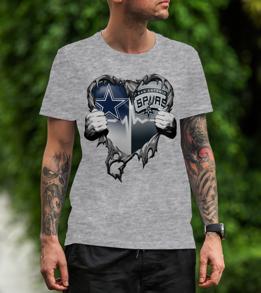 Dallas Cowboys San Antonio Spurs Heart T-Shirt