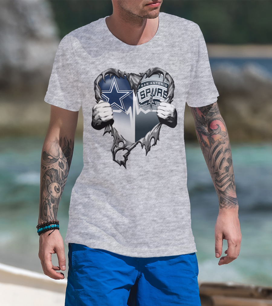 Dallas Cowboys San Antonio Spurs Heart T-Shirt