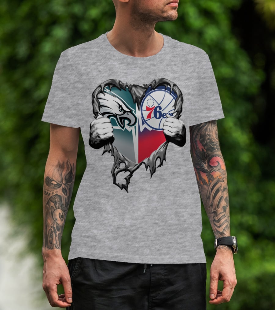 Philadelphia Eagles And 76ers Heart T-Shirt