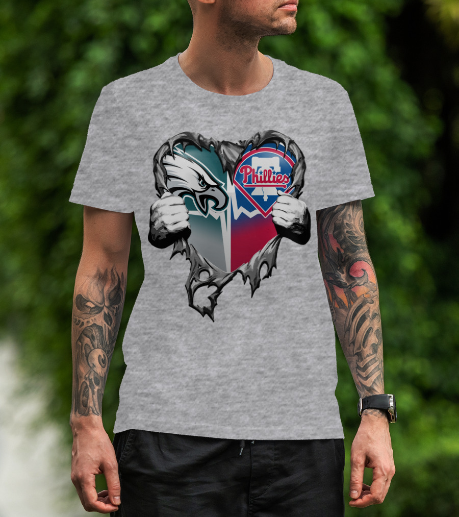 Eagles Phillies Heart Logo Blend T-Shirt