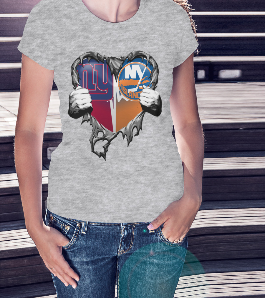 Ny Giants And Ny Islanders Heart T-Shirt