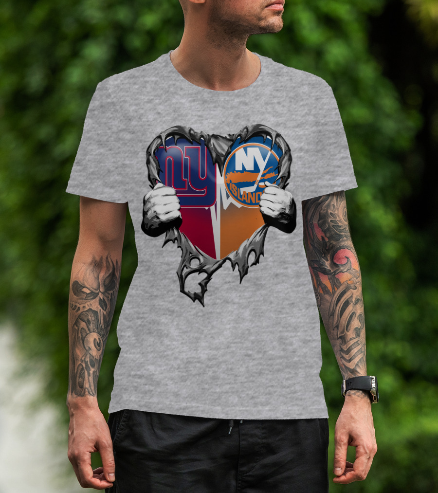 Ny Giants And Ny Islanders Heart T-Shirt