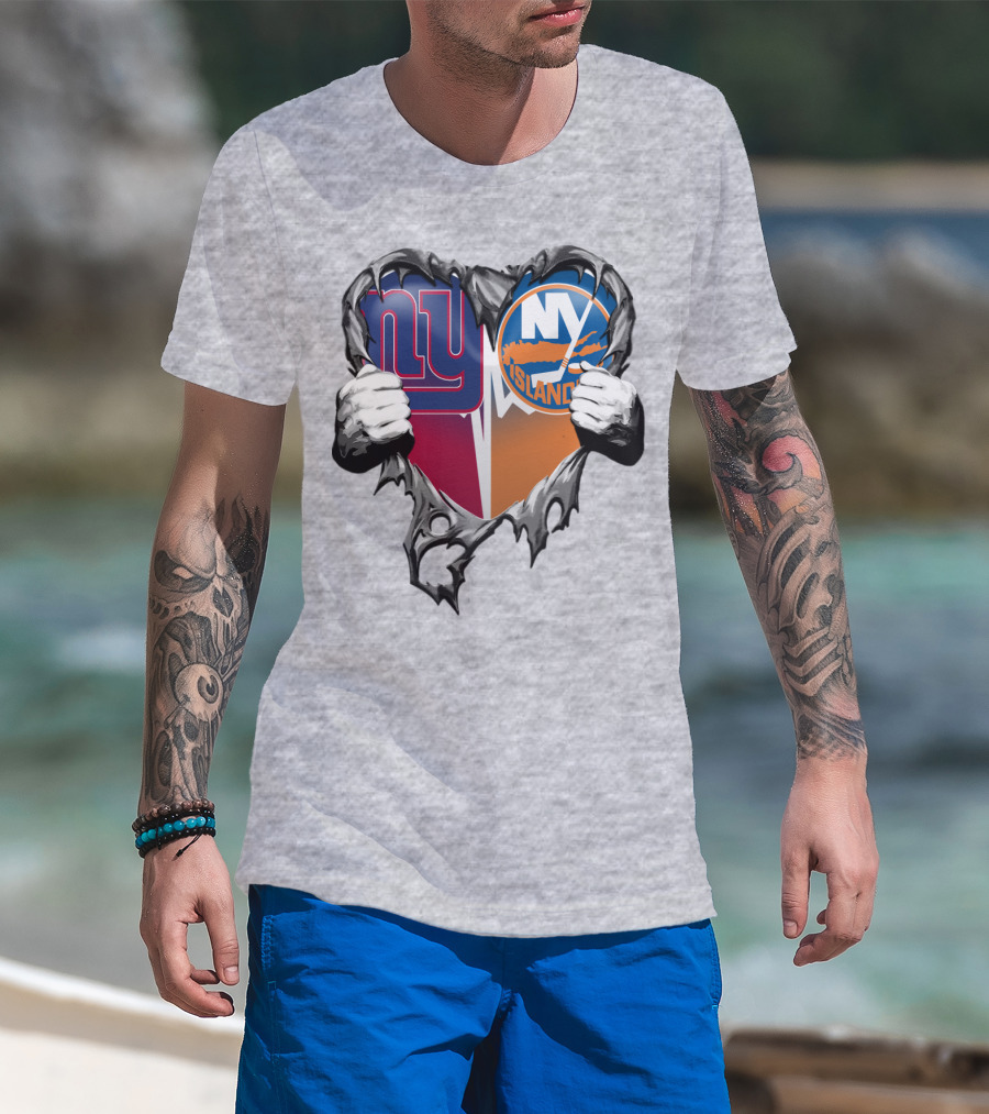 Ny Giants And Ny Islanders Heart T-Shirt