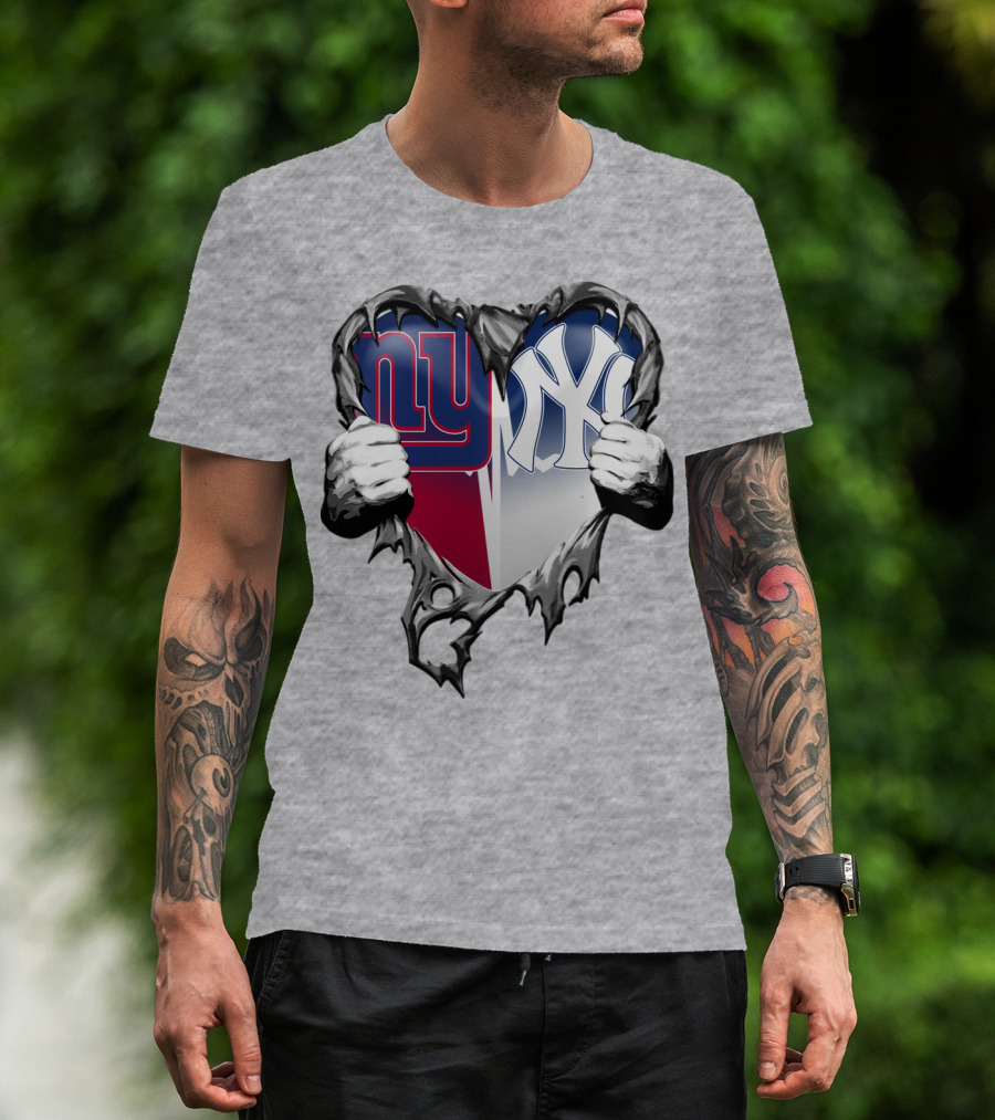 New York Giants Ny Yankees Heart T-Shirt