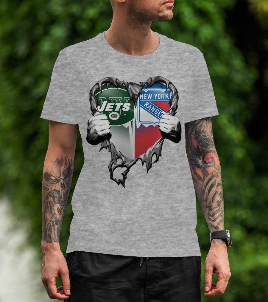New York Jets Rangers Heart Split T-Shirt