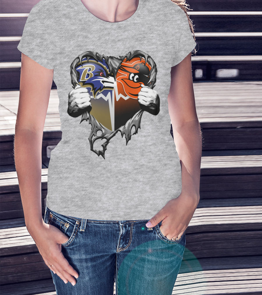 Baltimore Ravens Orioles Heart T-Shirt